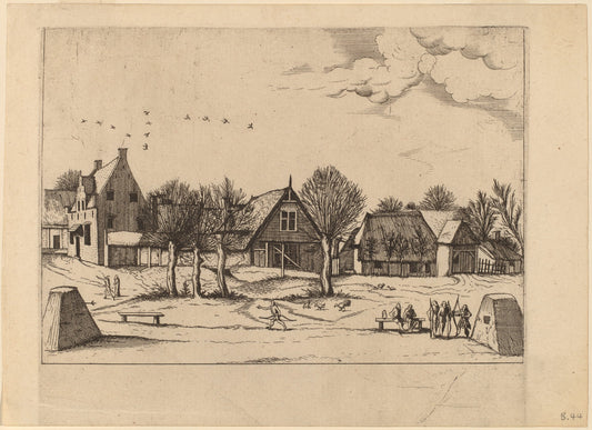 Country Village by Johannes van Doetechum, the Elder and Lucas van Doetechum after Master of the Small Landscapes (Dutch, active 1554/1572; died before 1589), 16X12"(A3)Poster Print
