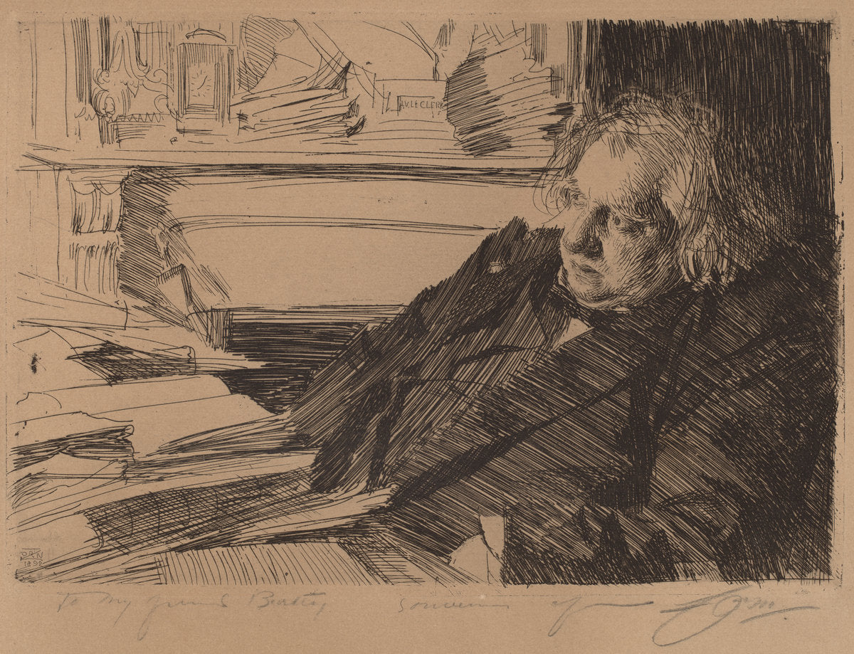 Ernest Renan by Anders Zorn (Swedish, 1860 - 1920), 16X12"(A3)Poster Print