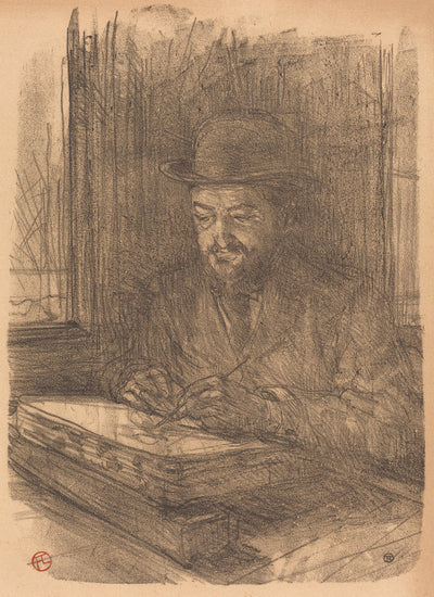 The Fine Printmaker Adolphe Albert (Le bon graveur - Adolphe Albert) by Henri de Toulouse-Lautrec (French, 1864 - 1901), 16X12"(A3)Poster Print