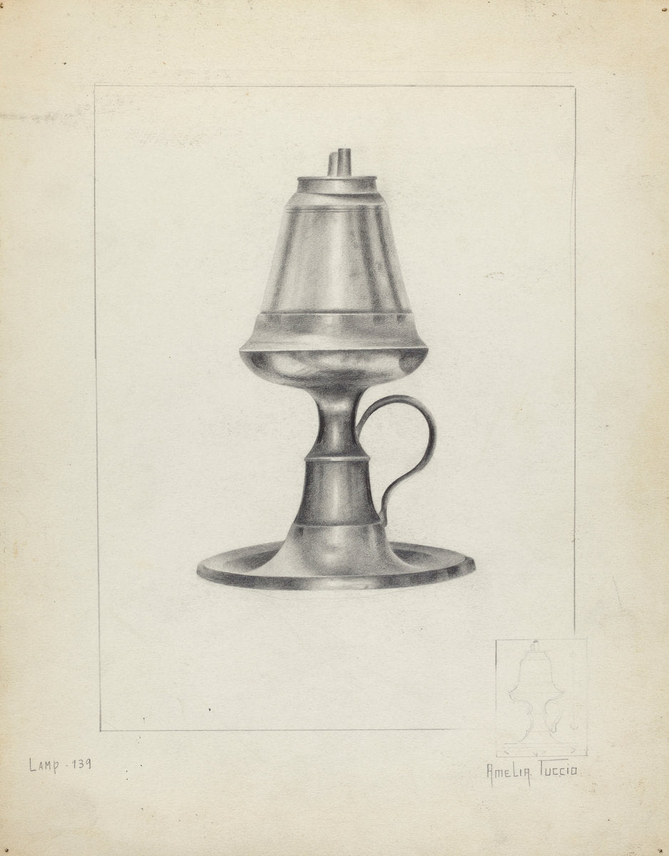 Camphene Lamp by Amelia Tuccio (American, active c. 1935), 16X12"(A3)Poster Print