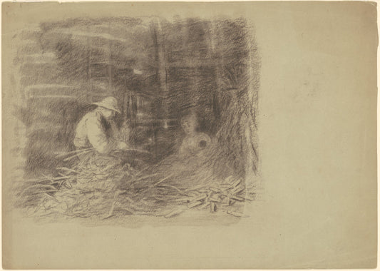 Farmers Shucking Corn [recto] by Enoch Wood Perry, Jr. (American, 1831 - 1915), 16X12"(A3)Poster Print