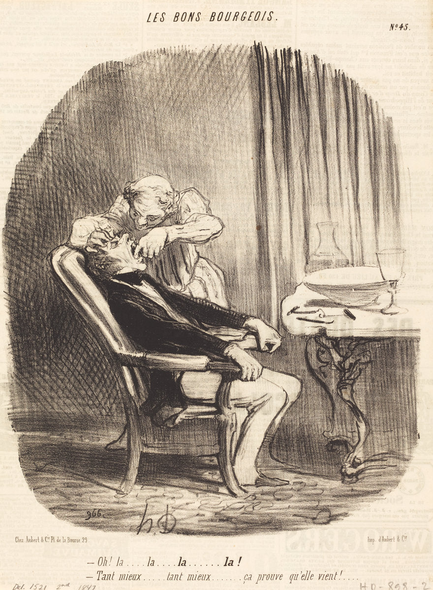 Oh! la... tant mieux... ça prouve qu'elle vient! by Honoré Daumier (French, 1808 - 1879), 16X12"(A3)Poster Print