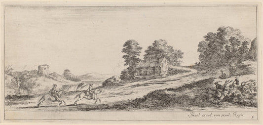 Galloping Horsemen by Stefano Della Bella (Italian, 1610 - 1664), 16X12"(A3)Poster Print