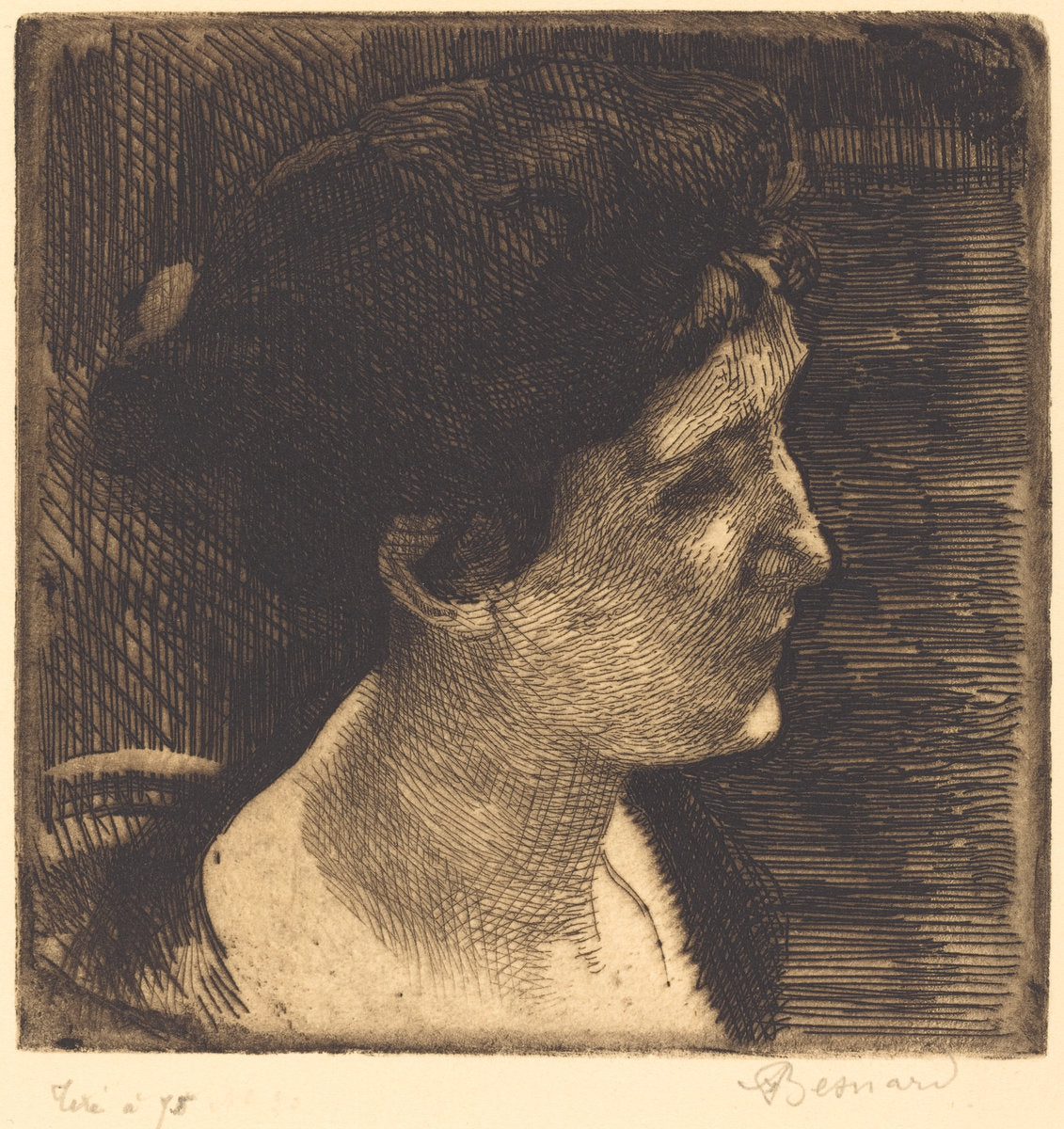 Woman in Full Profile (Grand profil de femme) by Albert Besnard (French, 1849 - 1934), 16X12"(A3)Poster Print