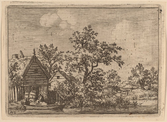 Two Casks in Front of a Cottage by Allart van Everdingen (Dutch, 1621 - 1675), 16X12"(A3)Poster Print