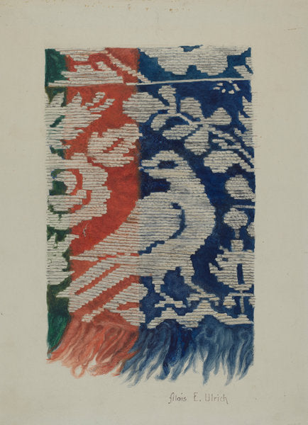 Jacquard Coverlet (Detail) by Alois E. Ulrich (American, active c. 1935), 16X12"(A3)Poster Print