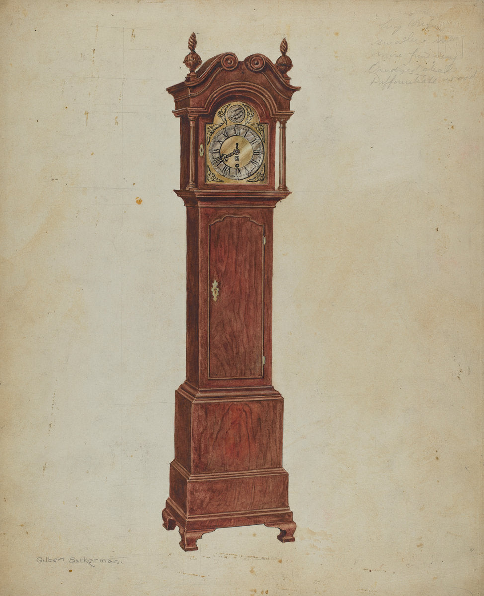 Clock by Gilbert Sackerman (American, active c. 1935), 16X12"(A3)Poster Print
