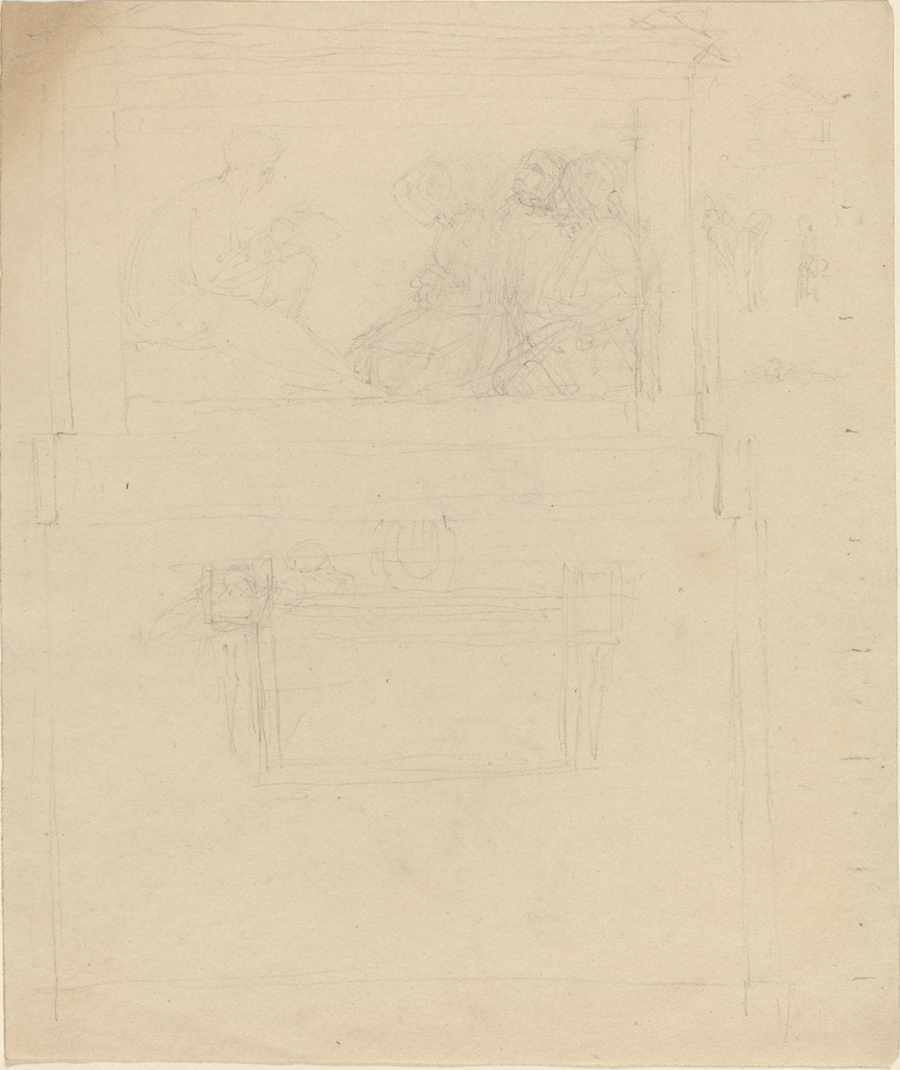 Designs for a Monument to Sir William Jones (?) [recto and verso] by John Flaxman (British, 1755 - 1826), 16X12"(A3)Poster Print