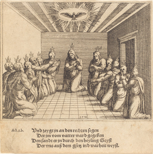The Descent of the Holy Spirit by Augustin Hirschvogel (German, 1503 - 1553), 16X12"(A3)Poster Print