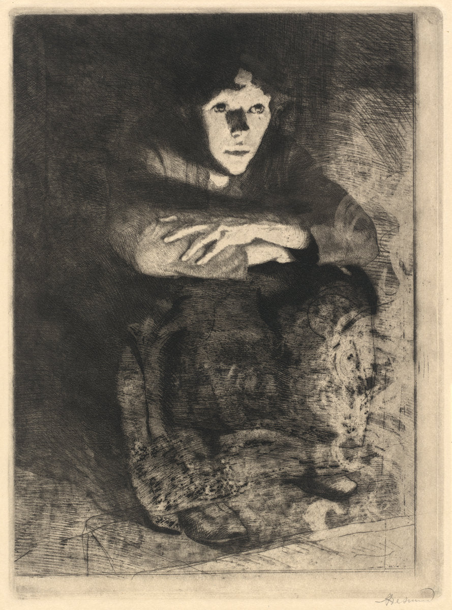 In the Embers (Dans les cendres) by Albert Besnard (French, 1849 - 1934), 16X12"(A3)Poster Print