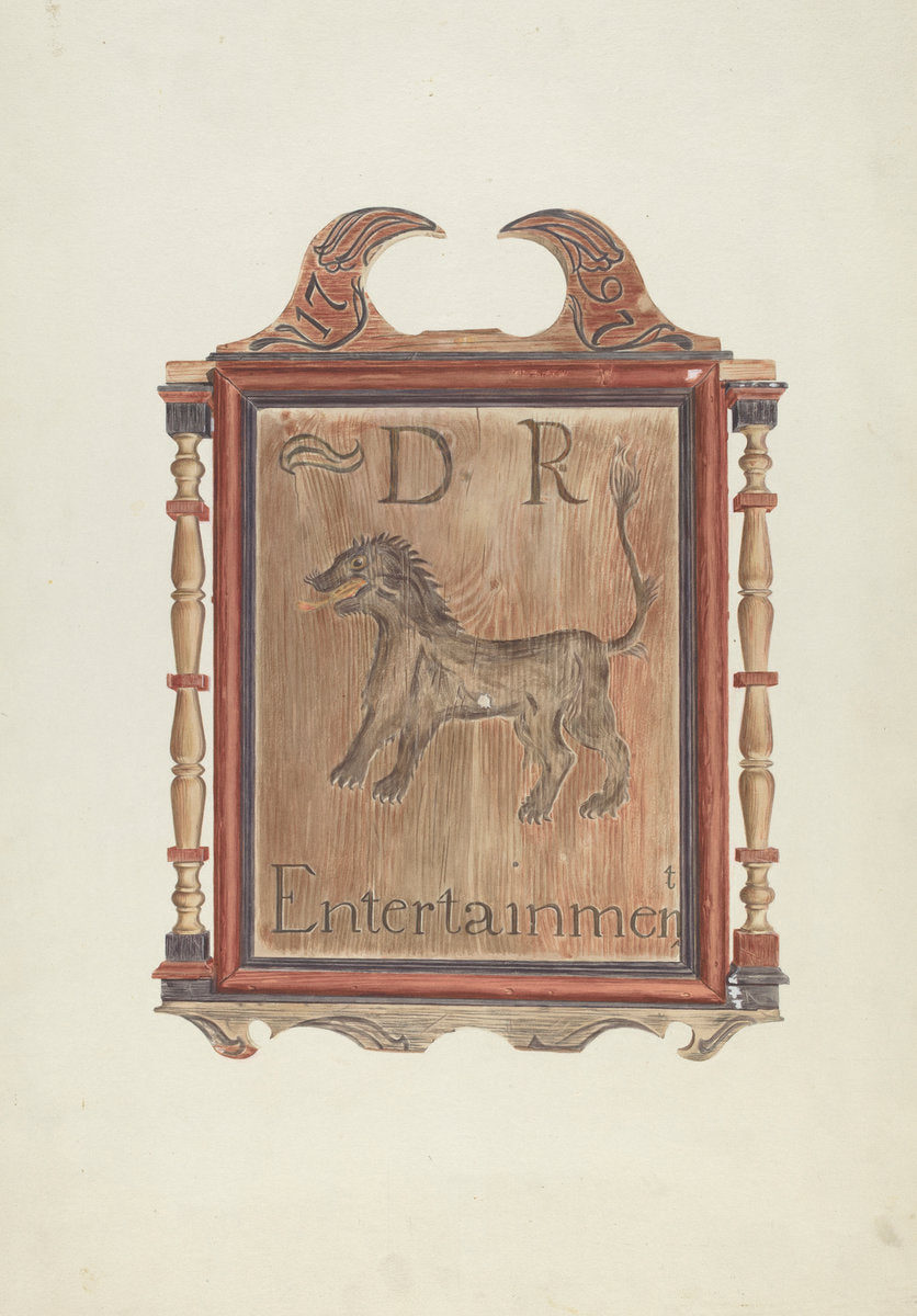 David Reed's Tavern Sign (verso) by Frances Cohen (American, active c. 1935), 16X12"(A3)Poster Print