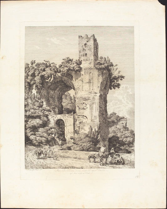 Arco della Toretta o sia parte dell'acqua Claudia, agli Arci vicino a Tivoli by Jacob Wilhelm Mechau (German, 1745 - 1808), 16X12"(A3)Poster Print