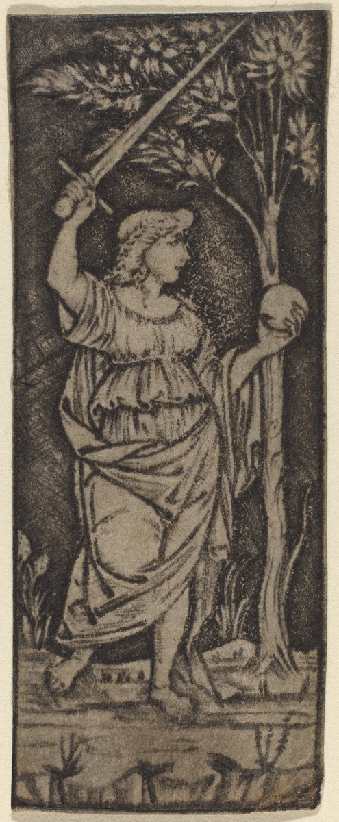 Allegorical Figure: Woman with Sword and Sphere by Francesco Francia or Peregrino da Cesena (Italian, c. 1447 - 1517), 16X12"(A3)Poster Print