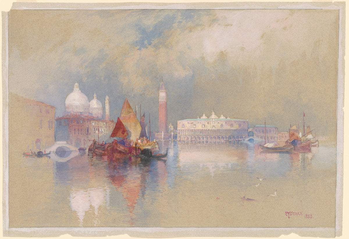 View of Venice by Thomas Moran (American, born England, 1837 - 1926), 16X12"(A3)Poster Print