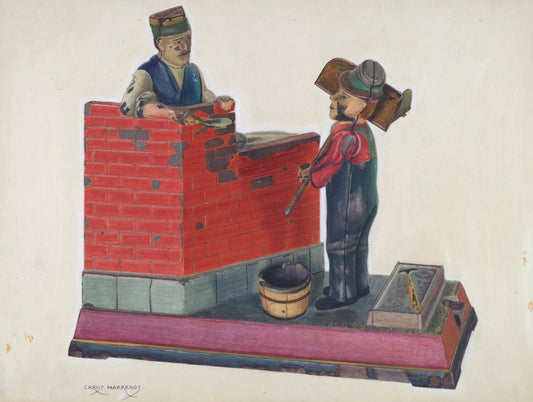 Cast Iron Toy Bank: Masons by Chris Makrenos (American, active c. 1935), 16X12"(A3)Poster Print