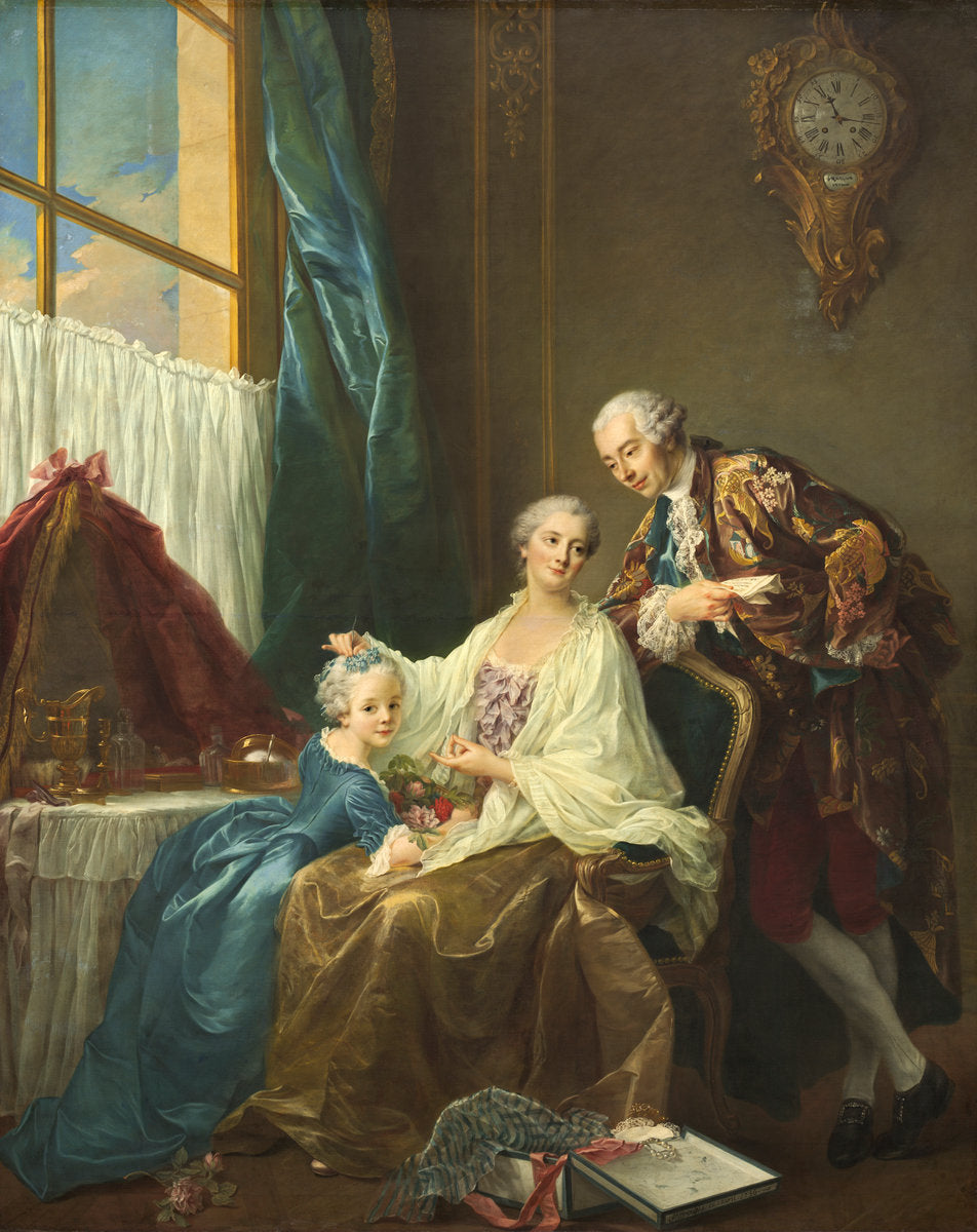 Family Portrait by François-Hubert Drouais (French, 1727 - 1775), 16X12"(A3)Poster Print
