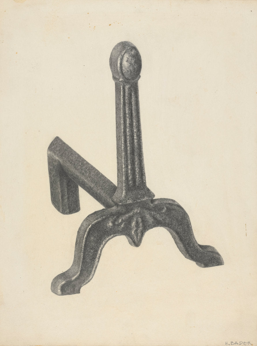 Andiron (one of pair) by Herman Bader (American, active c. 1935), 16X12"(A3)Poster Print