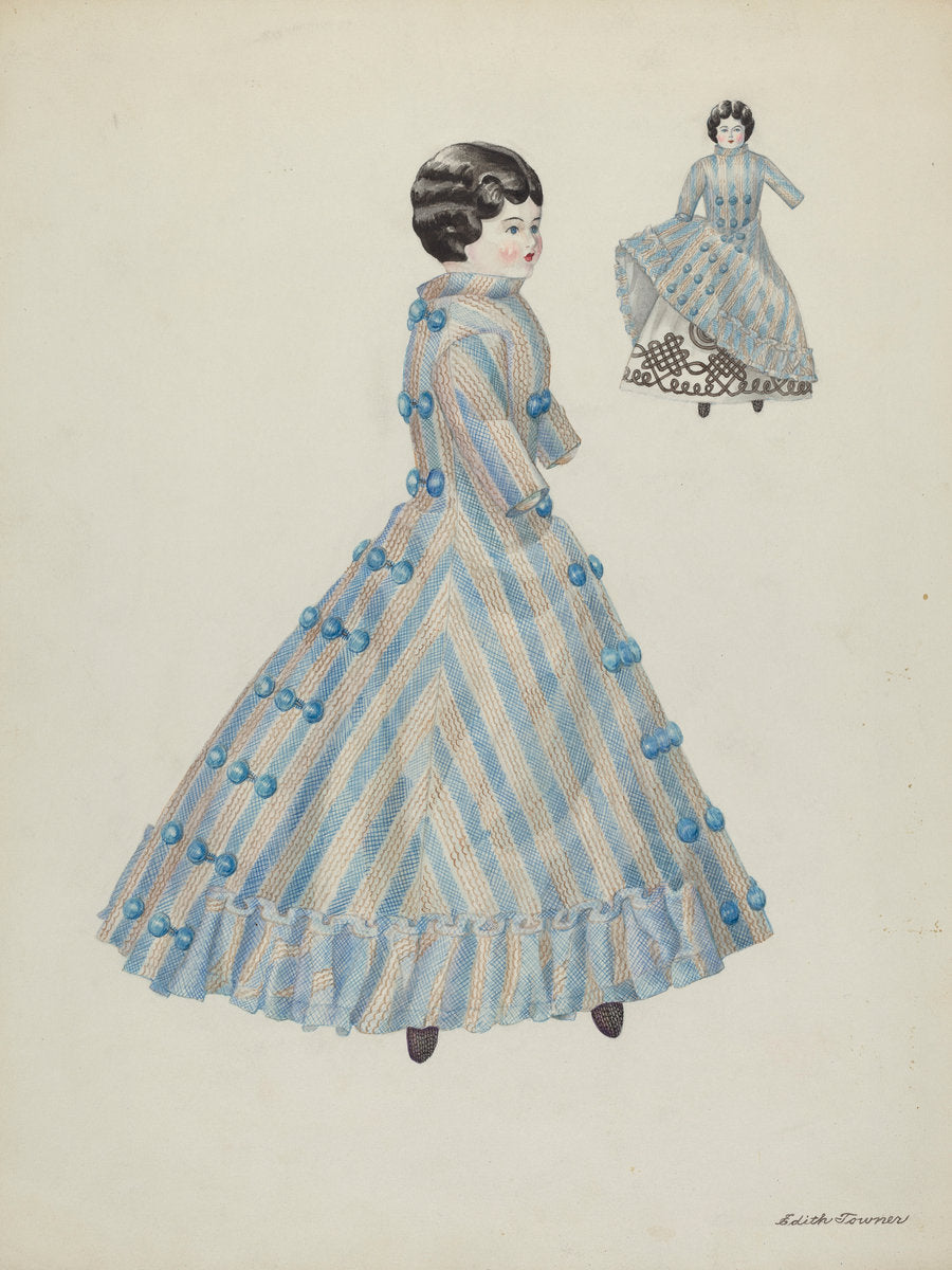 Doll with China Head by Edith Towner (American, active c. 1935), 16X12"(A3)Poster Print