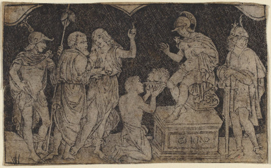 Artaxerxes Receiving the Head of Cyrus by Peregrino da Cesena (Italian, active c. 1490/1520), 16X12"(A3)Poster Print