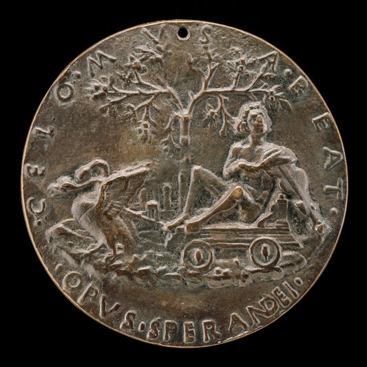 Apollo on a Car Drawn by Swans [reverse] by Sperandio (Italian, c. 1425/1428  - c. 1504), 16X12"(A3)Poster Print