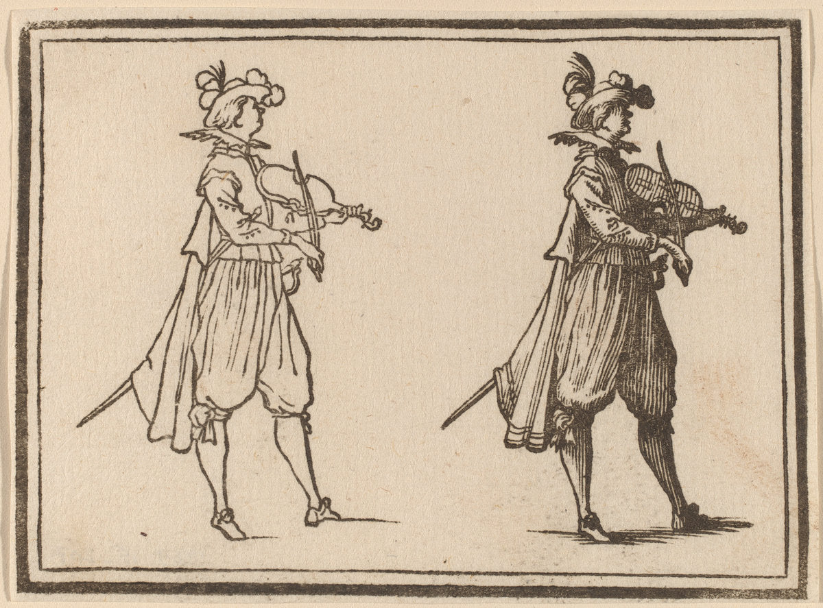 Violinist by Edouard Eckman after Jacques Callot (Flemish, born c. 1600), 16X12"(A3)Poster Print