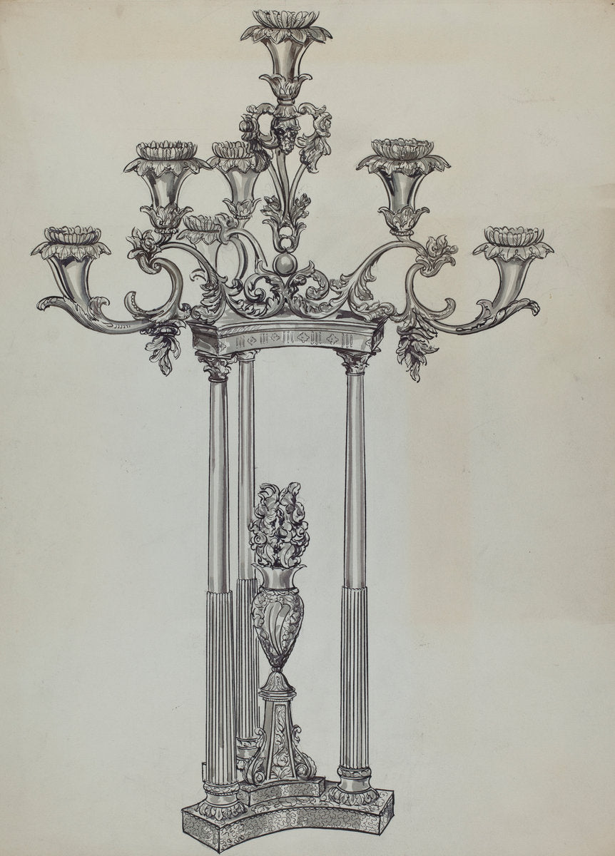 Candlestick by Lillian Causey (American, active c. 1935), 16X12"(A3)Poster Print