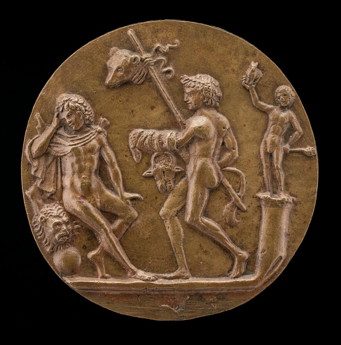 Hercules (?) with Bacchic Figures by Master IO.F.F. (Bolognese, active 1468/1484), 16X12"(A3)Poster Print