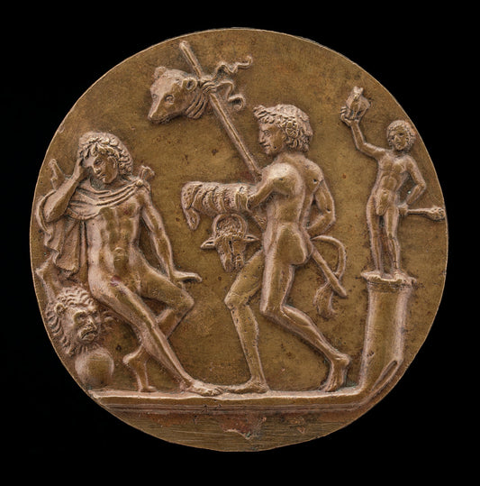Hercules (?) with Bacchic Figures by Master IO.F.F. (Bolognese, active 1468/1484), 16X12"(A3)Poster Print