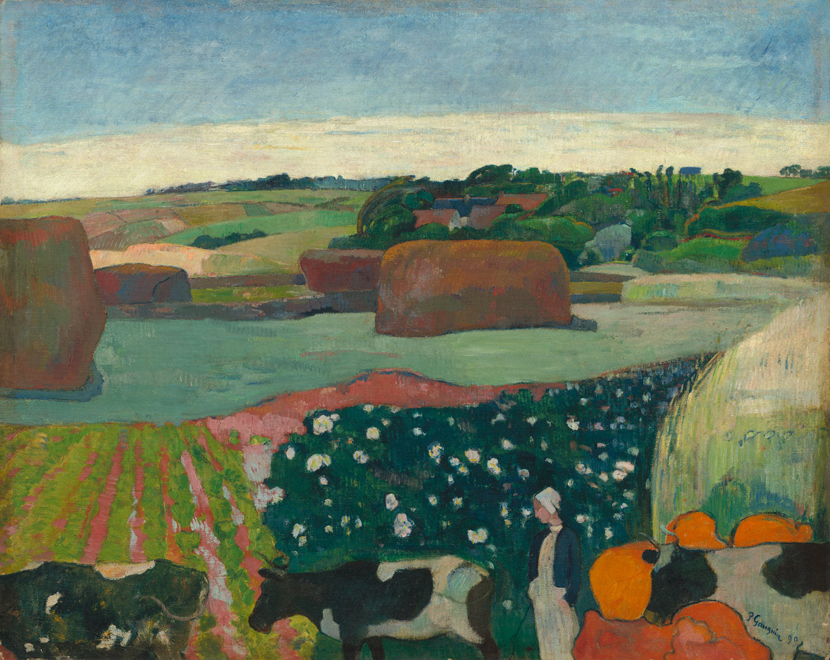 Haystacks in Brittany by Paul Gauguin (French, 1848 - 1903), 16X12"(A3)Poster Print