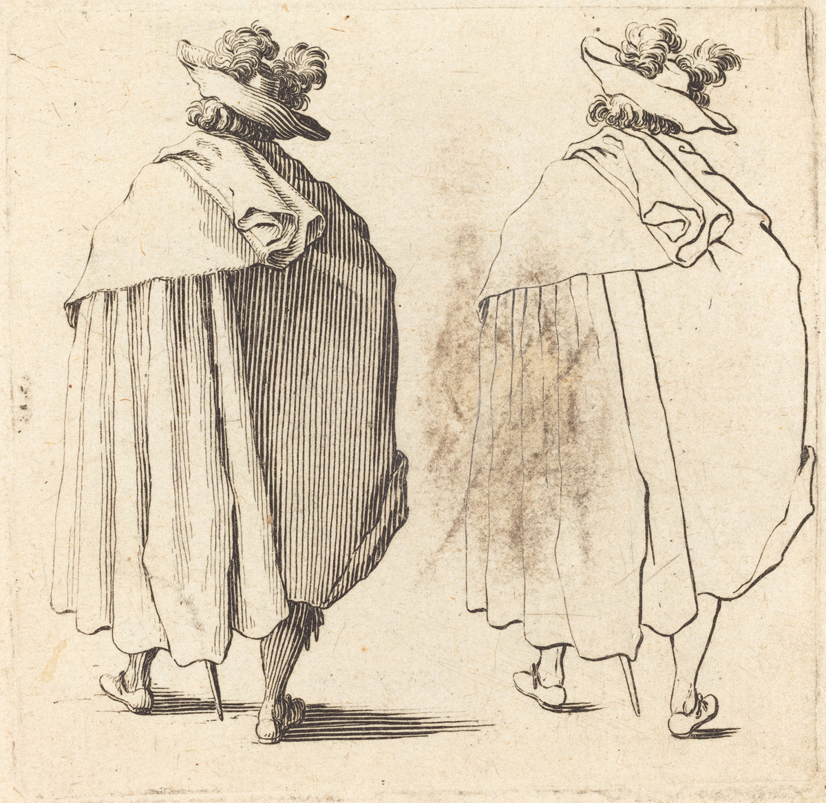 Man in Cloak, Seen from Behind by Jacques Callot (French, 1592 - 1635), 16X12"(A3)Poster Print