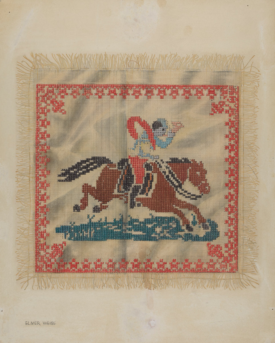Cross-Stitch Antimacassar by Elmer Weise (American, active c. 1935), 16X12"(A3)Poster Print