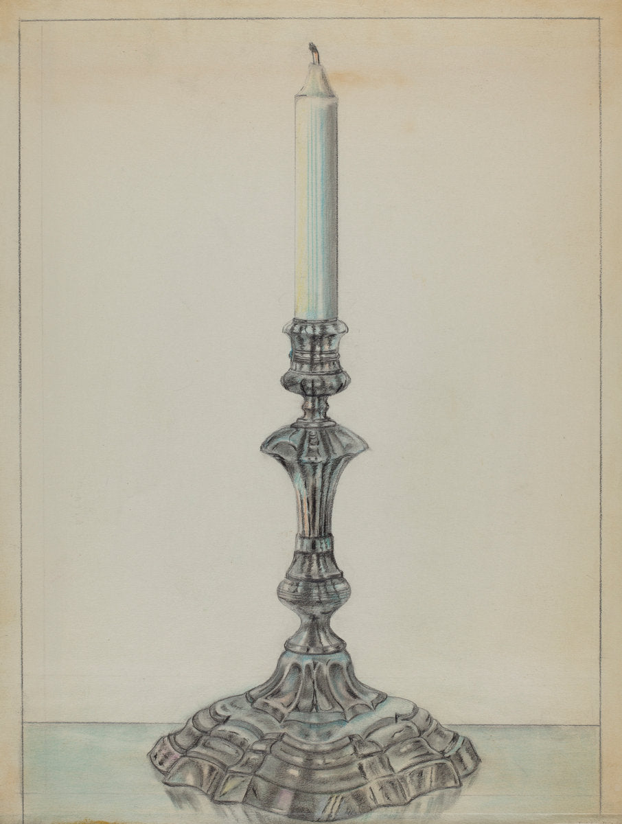 Candlesticks by Leo Drozdoff (American, 1913 - 1964), 16X12"(A3)Poster Print