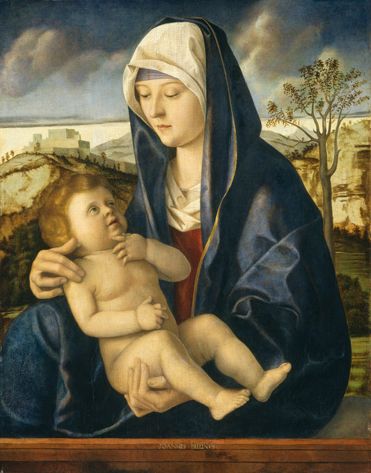 c. 1490/1500 by Workshop of Giovanni Bellini (Madonna and Child in a Landscape), 16X12"(A3)Poster Print