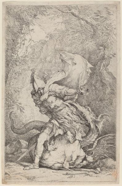 Jason and the Dragon by Salvator Rosa (Italian, 1615 - 1673), 16X12"(A3)Poster Print