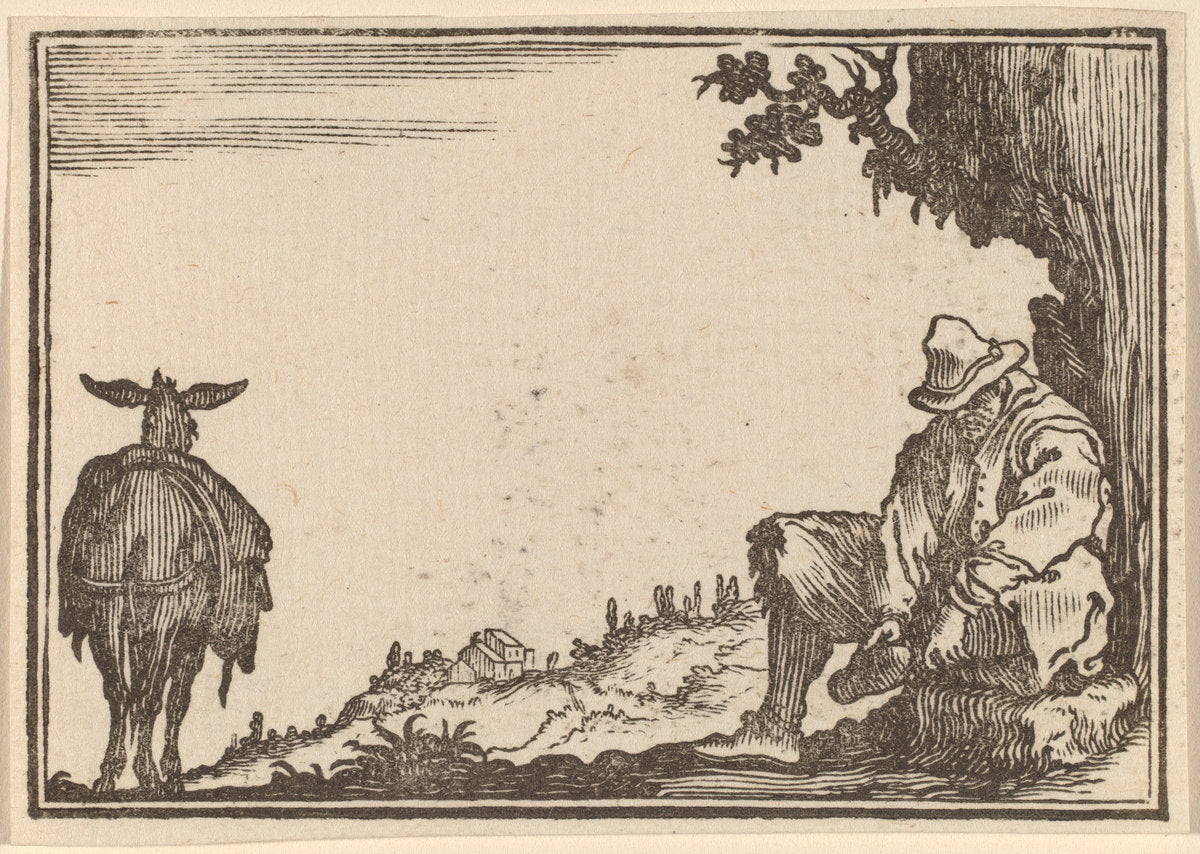 Peasant Removing His Shoe by Edouard Eckman after Jacques Callot (Flemish, born c. 1600), 16X12"(A3)Poster Print
