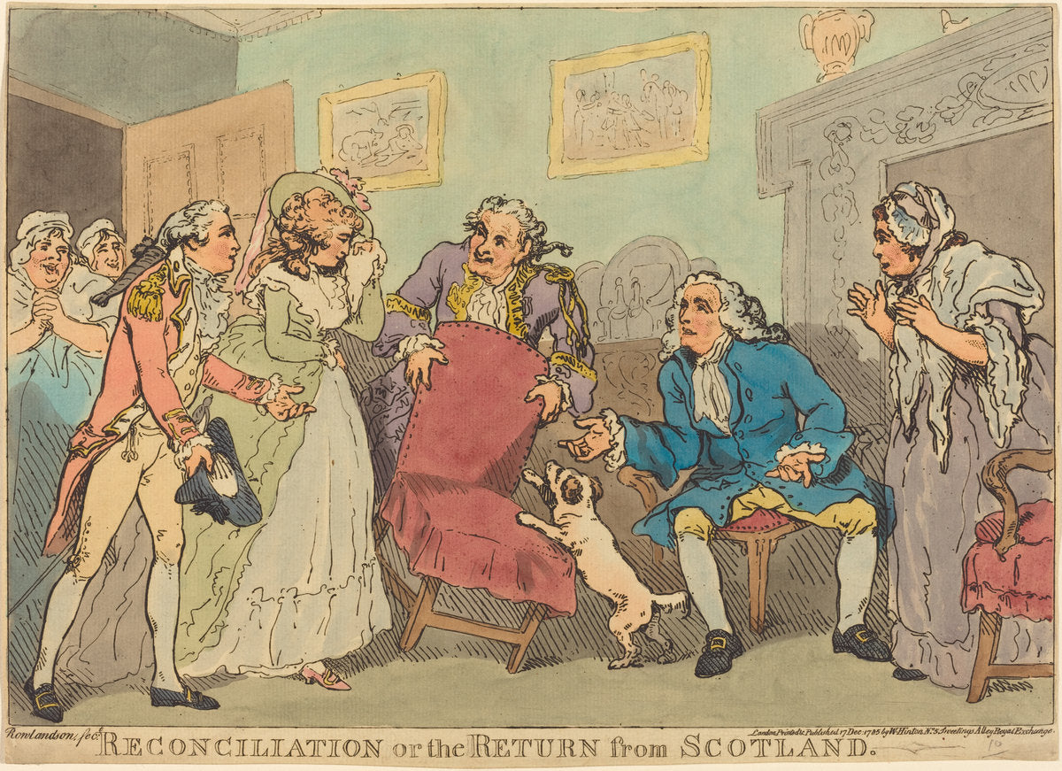 The Reconciliation, or The Return from Scotland by Thomas Rowlandson (British, 1756 - 1827), 16X12"(A3)Poster Print