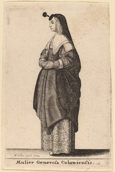 Mulier Generosa Coloniensis by Wenceslaus Hollar (Bohemian, 1607 - 1677), 16X12"(A3)Poster Print