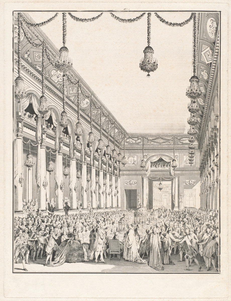 Le festin royal - Fête donnée à l'occasion de la naissance de Monseigneur le Dauphin, 21 janvier 1782 by Jean-Michel Moreau the Younger (French, 1741 - 1814), 16X12"(A3)Poster Print