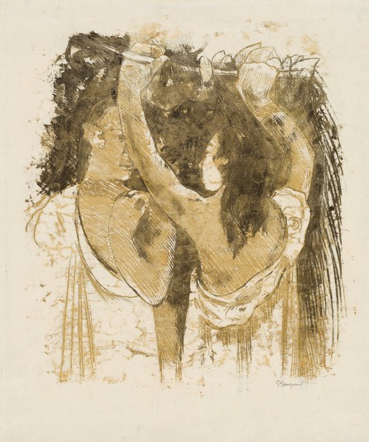 Two Tahitians Gathering Fruit [recto] by Paul Gauguin (French, 1848 - 1903), 16X12"(A3)Poster Print
