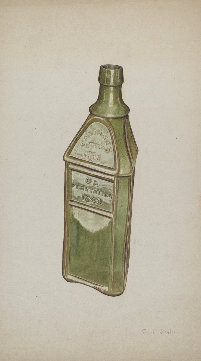 Whiskey Bottle by Gerald Scalise (American, active c. 1935), 16X12"(A3)Poster Print