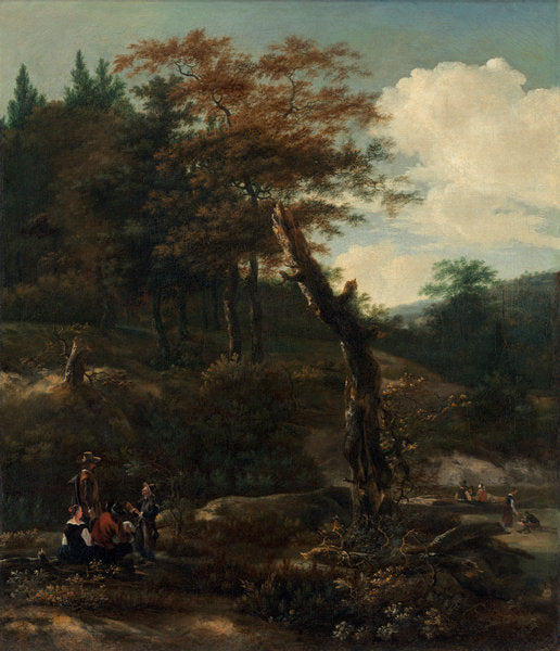 Wooded Landscape with Travelers by Adam Pynacker (Dutch, c. 1620 - 1673), 16X12"(A3)Poster Print