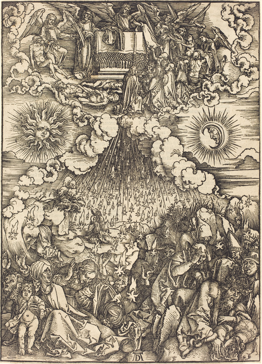 The Opening of the Fifth and Sixth Seals by Albrecht Dürer (German, 1471 - 1528), 16X12"(A3)Poster Print
