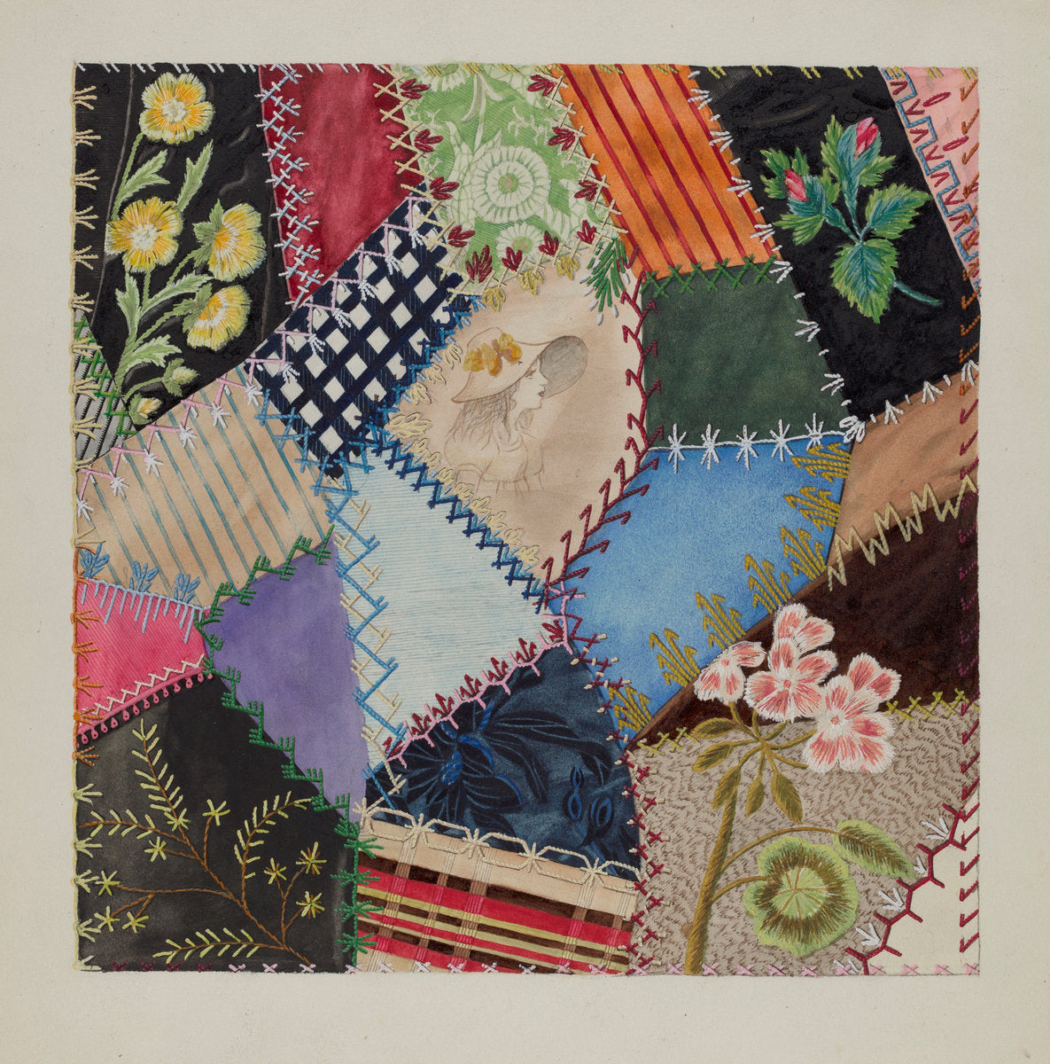 Patchwork Quilt (Section) by Edith Towner (American, active c. 1935), 16X12"(A3)Poster Print