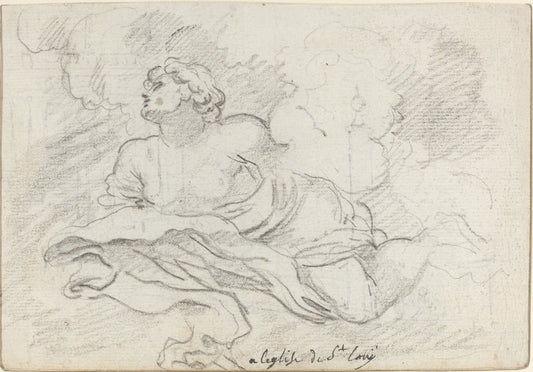 Angel from the Assumption [recto] by Augustin Pajou after Charles Mellin (French, 1730 - 1809), 16X12"(A3)Poster Print