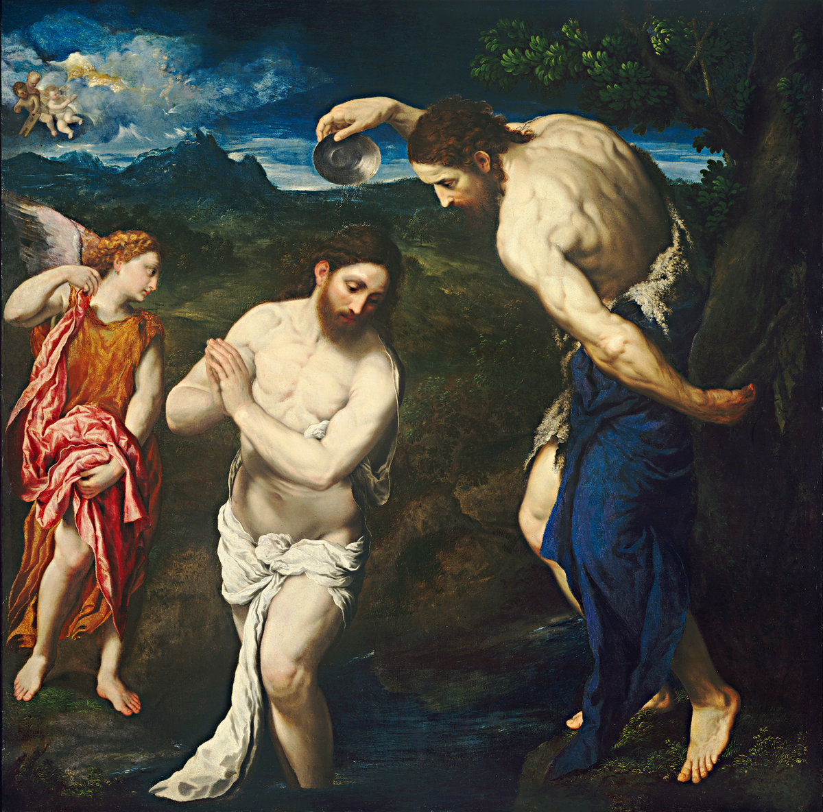 The Baptism of Christ by Paris Bordone (Italian, 1500 - 1571), 16X12"(A3)Poster Print