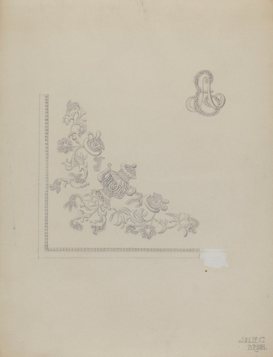 Handmade Embroidery by Julie C. Brush (American, active c. 1935), 16X12"(A3)Poster Print