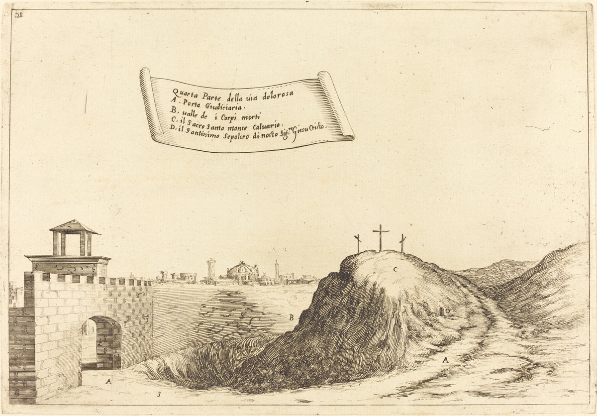 Four Parts of the Via Dolorosa by Jacques Callot (French, 1592 - 1635), 16X12"(A3)Poster Print