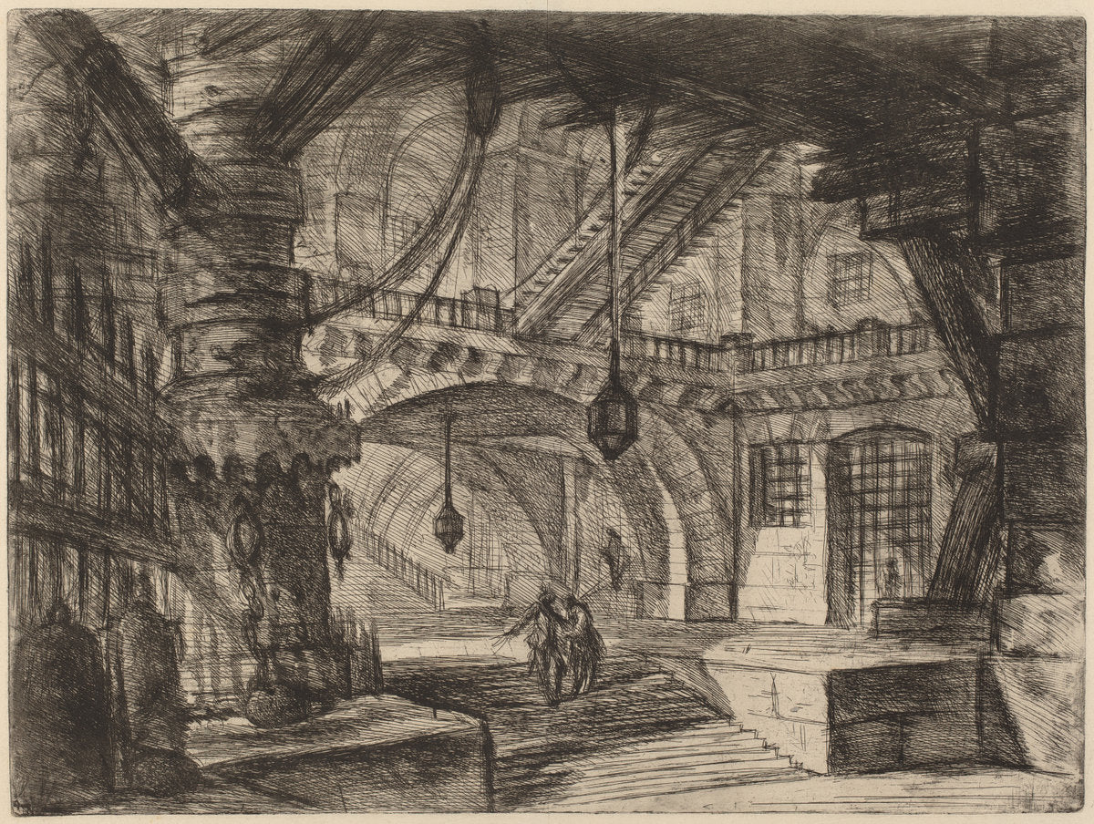 The Pier with Chains by Giovanni Battista Piranesi (Italian, 1720 - 1778), 16X12"(A3)Poster Print