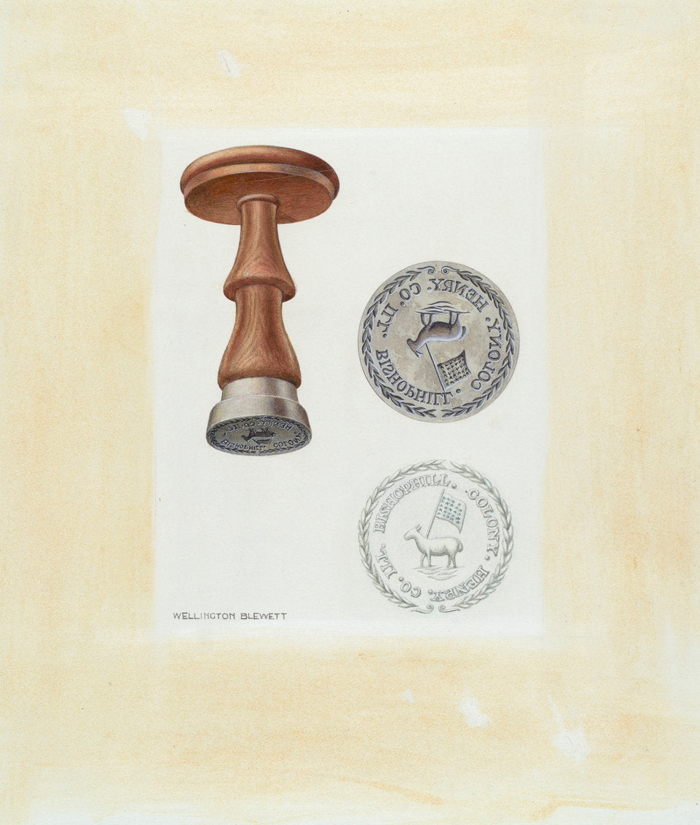 Bishop Hill: Seal by Wellington Blewett (American, active c. 1935), 16X12"(A3)Poster Print