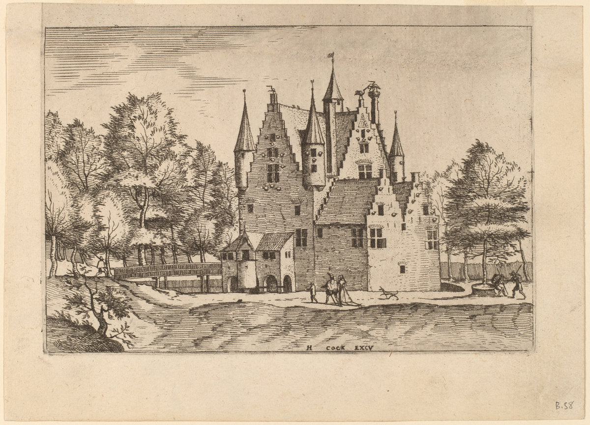 Castle by Johannes van Doetechum, the Elder and Lucas van Doetechum after Master of the Small Landscapes (Dutch, active 1554/1572; died before 1589), 16X12"(A3)Poster Print